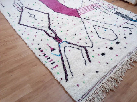 Beni ourain rug- Moroccan Rug- Custom size rug-Berber Rug - Custom rug- rugs for living room, Genuine lamb wool- Contemporary rug- All wool
