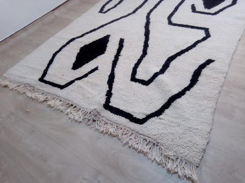 Beni ourain rug- Moroccan Rug- Custom size rug-Berber Rug - Custom rug- rugs for living room, Genuine lamb wool- Contemporary rug- All wool