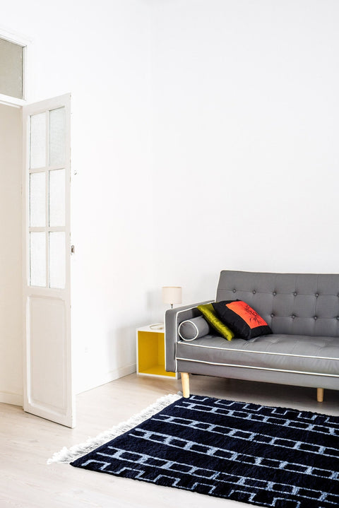 Dark Blue Moroccan rug with amazing design custom for your living room