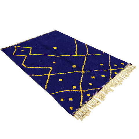 Blue Moroccan rug contemporary design, custom made for living room , handmade with extra soft wool