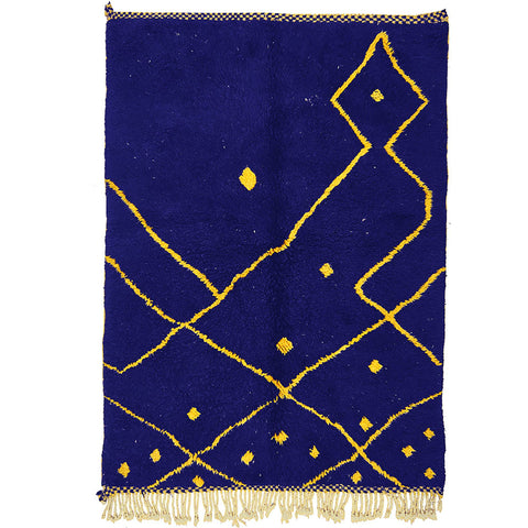 Blue Moroccan rug contemporary design, custom made for living room , handmade with extra soft wool