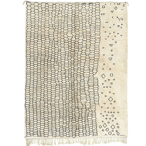 Gorgeous Moroccan rug handmade with extra soft wool , off white with a contemporary design , perfect rug for living room