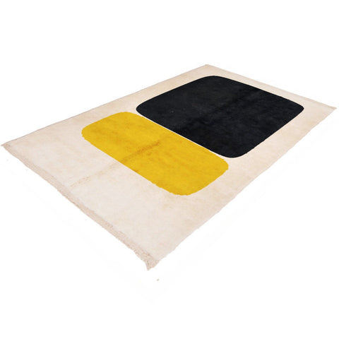 Yellow and black Beni Ourain Moroccan rug design , custom made for living room , handmade with natural wool