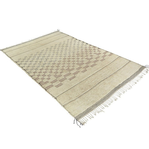 Textured Beni Ourain Moroccan rug design , custom made for living room , handmade with natural wool , beni mrirt off white berber rug