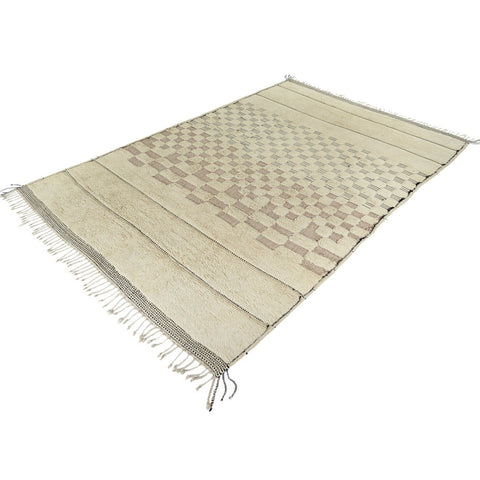 Textured Beni Ourain Moroccan rug design , custom made for living room , handmade with natural wool , beni mrirt off white berber rug