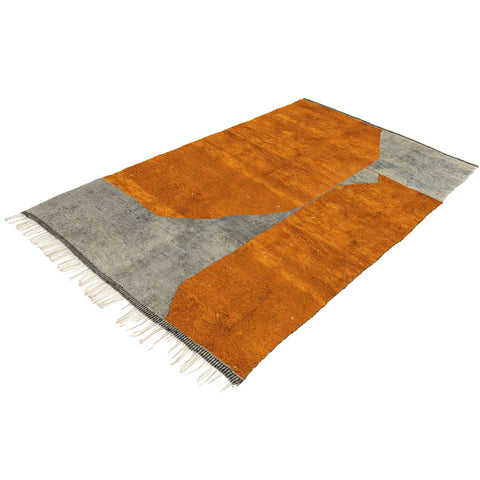 Rust Orange and Gray Moroccan rug , custom made for living room , handmade with natural wool area rug, beni mrirt berber rug