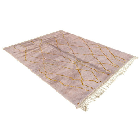 Lavender and Gold Moroccan contemporary rug , custom made for living room , handmade with natural wool area rug, beni mrirt berber rug