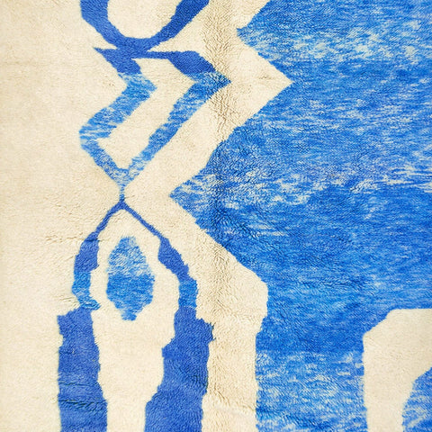 Blue shades Moroccan contemporary rug , custom made for living room , handmade with natural wool area rug, beni mrirt berber rug