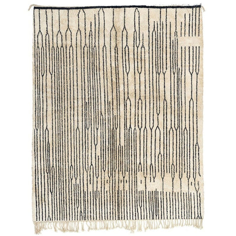 Contemporary Moroccan rug, rugs for living room rug ,8x10 handmade area rug,black and white berber rug