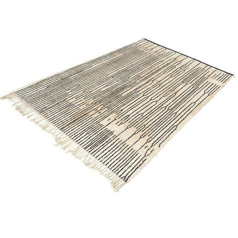 Contemporary Moroccan rug, rugs for living room rug ,8x10 handmade area rug,black and white berber rug