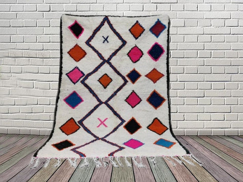 Beni ourain rug- Moroccan Rug- Custom size rug-Berber Rug - Custom rug- rugs for living room, Genuine lamb wool- Contemporary rug- All wool