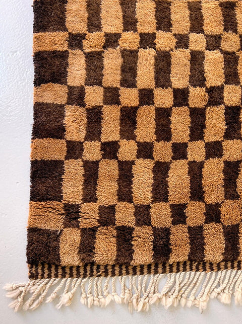 Brown checkered Moroccan rug , 8x10 rugs beni ourain rug - rugs for living room and bedroom - abstract rug - Berber Rug