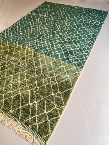 Authentic Moroccan rug, 8x10 rugs beni ourain rug - rugs for living room- abstract rug - green checkered Moroccan Rug - rugs rugs