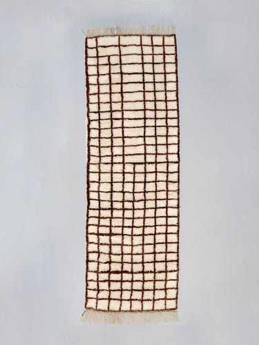Chechered brown and cream runner- Moroccan Rug- Custom size rug-area Rug - Custom rug- hallway rug, modern runner- Contemporary rug