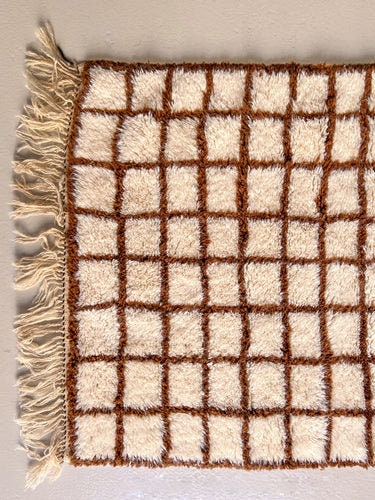Chechered brown and cream runner- Moroccan Rug- Custom size rug-area Rug - Custom rug- hallway rug, modern runner- Contemporary rug