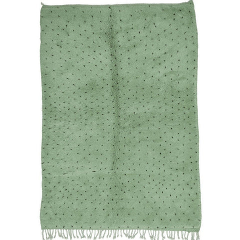 Sage Green Beni Ourain Rug with White dots, sage green Moroccan Rug, handmade area rug