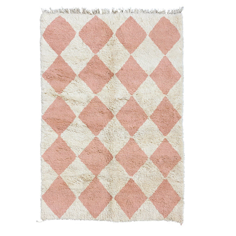 Moroccan rug Pink diamonds , Beni Ourain rug  Authentic Handmade Soft Wool Rug custom made for bedroom