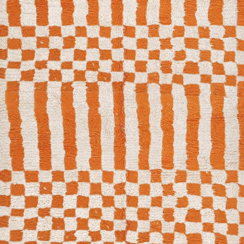 Moroccan rug orange, Beni Ourain  Authentic Handmade berber carpet Soft Wool Rug