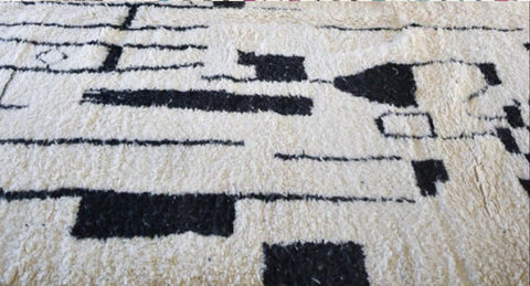 Moroccan authentic 8x10 rugs , black and white contemporary rug design handmade with natural wool
