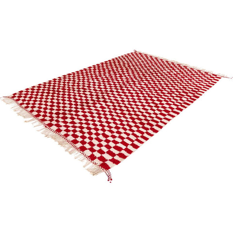 PInk checkered Moroccan rug , beni ourain custom and handmade with natural wool