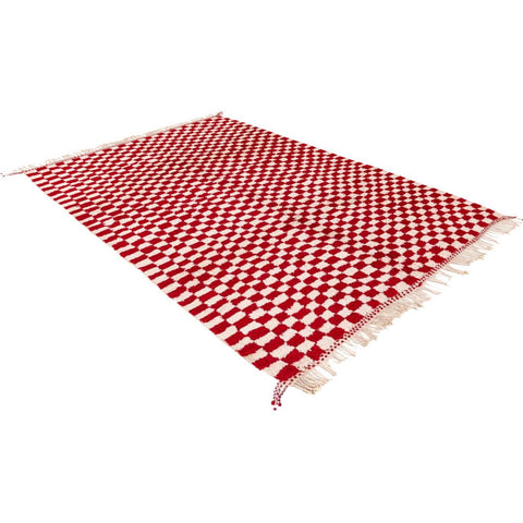PInk checkered Moroccan rug , beni ourain custom and handmade with natural wool