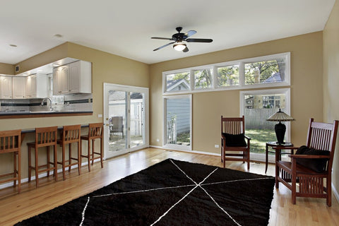 Black Moroccan rug handmade with natural wool, custom living room rug with a gorgeous berber contemporary design