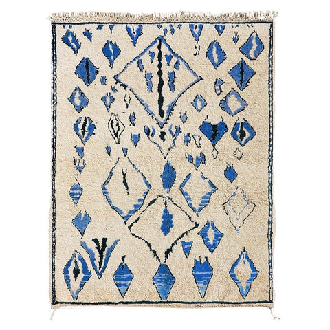 Moroccan blue berber rug custom design, Azilal rug with a gorgeous contemporary design