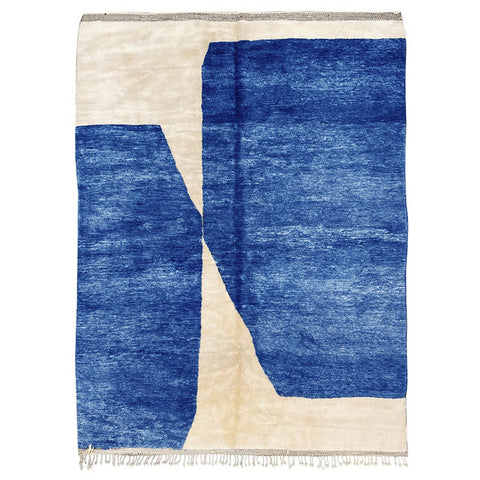 Blue Moroccan rug contemporary design , exta soft custom made for living room , handmade with natural wool