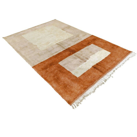 Moroccan rug Taupe and Rust Orange , custom made area rug for living room , handmade with natural wool , beni mrirt orange berber rug