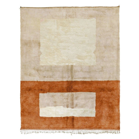 Moroccan rug Taupe and Rust Orange , custom made area rug for living room , handmade with natural wool , beni mrirt orange berber rug