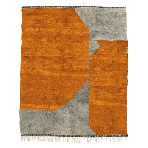 Rust Orange and Gray Moroccan rug , custom made for living room , handmade with natural wool area rug, beni mrirt berber rug
