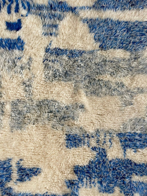 Blue Moroccan contemporary rug , custom made for living room , handmade with natural wool area rug, beni mrirt berber rug