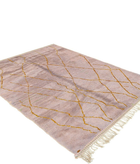 Lavender and Gold Moroccan contemporary rug , custom made for living room , handmade with natural wool area rug, beni mrirt berber rug
