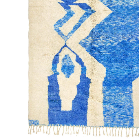 Blue shades Moroccan contemporary rug , custom made for living room , handmade with natural wool area rug, beni mrirt berber rug