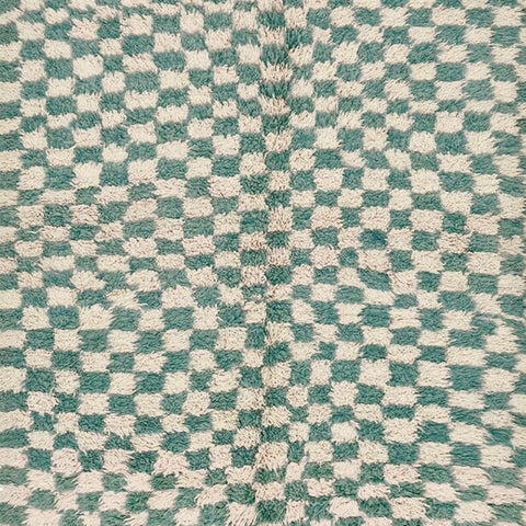 Green checkered Moroccan tribal rug , custom made for living room , handmade with natural wool area rug, beni mrirt berber rug
