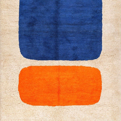 Moroccan rug Blue and Orange abstract rug, handmade rugs  for living room rug ,8x10 rugs