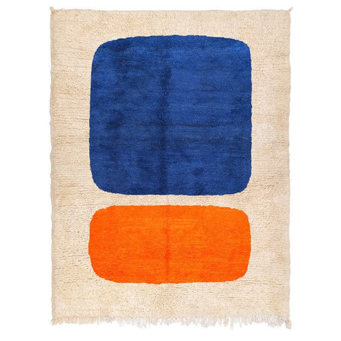 Moroccan rug Blue and Orange abstract rug, handmade rugs  for living room rug ,8x10 rugs