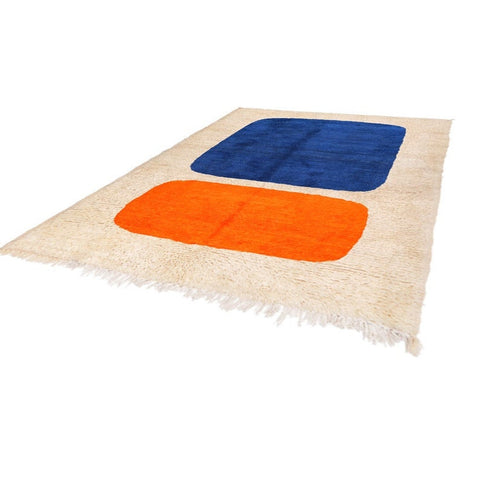 Moroccan rug Blue and Orange abstract rug, handmade rugs  for living room rug ,8x10 rugs