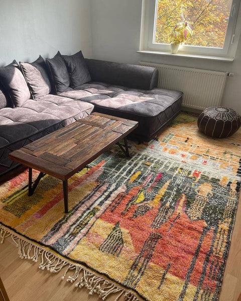 8 x 10 ft Authentic art work rug , Moroccan rug Hand knotted - Beni ourain rug - all wool berber rug  - handmade rug - Genuine lamb wool