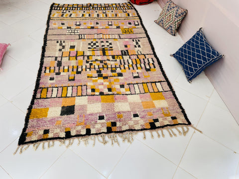 Gorgeous Boujaad Moroccan rug , Beni ourain rug ,pink  rug, Wool rug , 8x10 rug ,Handmade rug, Area rug, rug for livingroom