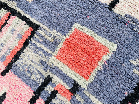ARTISTIC Boujad Moroccan Rug, Handmade Rug, Authentic Moroccan Rug, Abstract Berber Rug, Purple pink Wool Rug, Sheep Wool Rug, Bohemian Rug.