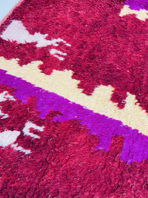 Moroccan Rug, Handmade beni Rug, Authentic Moroccan Rug, Abstract Berber Rug, bleu red Wool Rug, Sheep Wool Rug, Bohemian,Beni ourain rug