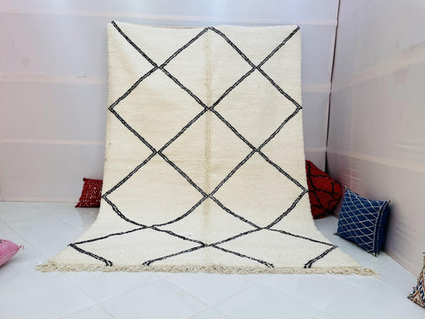 luxury Moroccan Rug, Handmade Rug, Authentic Moroccan Rug, Abstract Berber Rug, bleu red Wool Rug, Sheep Wool Rug, Bohemian,Beni ourain rug