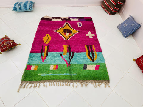 Moroccan Berber Rug, Handmade Rug, Vintage Authentic Moroccan Rug, Abstract Berber Rug,Wool Rug, Sheep Wool Rug, Beni ourain rug