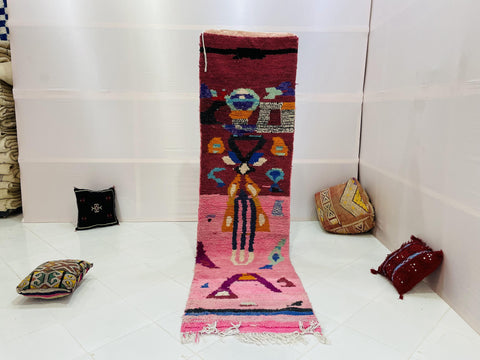 Vintage Runner, Moroccan Rug, Handmade Rug, Vintage Authentic Moroccan Rug, Abstract Berber Rug,Wool Rug, Sheep Wool Rug, Beni ourain rug