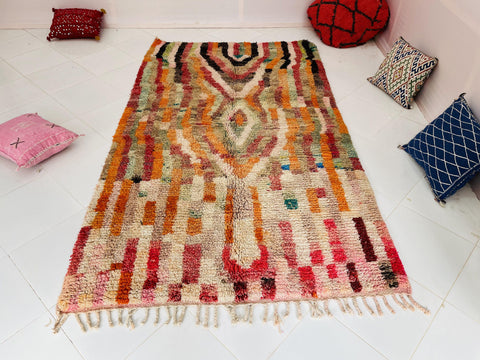 One of a kind Moroccan rug ,9x5ft rug  Beni ourain rug ,pink  rug, Wool rug , 8x10 rug ,Handmade rug, Area rug, rug for livingroom