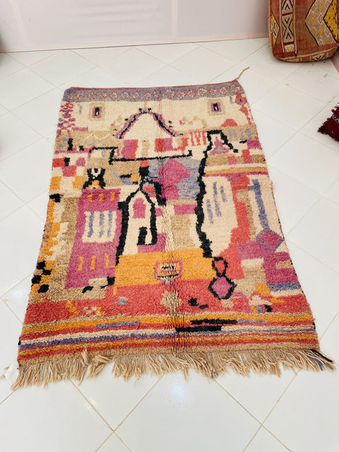 Beautiful VINTAGE Boujaad Moroccan Rug, Tribal Moroccan Rug, Area Rug,Red Handmade Rug, Berber Rug, Vintage Rug, 8x10 rugs , Azilal Rug