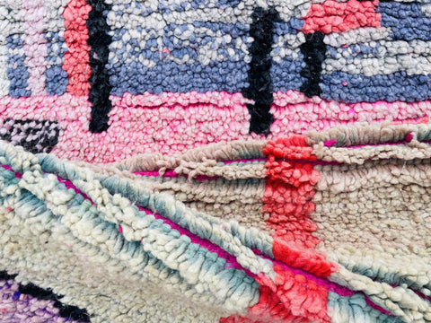 ARTISTIC Boujad Moroccan Rug, Handmade Rug, Authentic Moroccan Rug, Abstract Berber Rug, Purple pink Wool Rug, Sheep Wool Rug, Bohemian Rug.