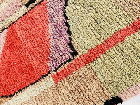 ARTISTIC Boujad Moroccan Rug, Handmade Rug, Authentic Moroccan Rug, Abstract Berber Rug, Purple pink Wool Rug, Sheep Wool Rug, Bohemian Rug.
