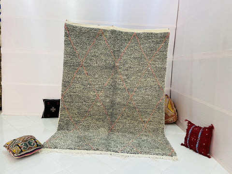 Moroccan Rug, Handmade beni Rug, Authentic Moroccan Rug, Abstract Berber Rug, bleu red Wool Rug, Sheep Wool Rug, Bohemian,Beni ourain rug